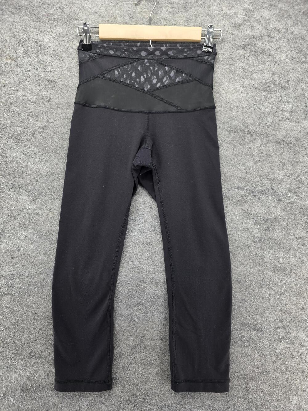 Lululemon Leggings Womens 4 Black Ankle Yoga Nylon Elastic Waist 25 Inseam